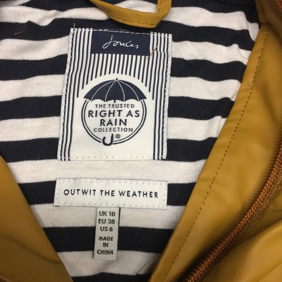 Joules Jackets & Coats Nwt Joules Mustard Sailaway Short Rain Coat
